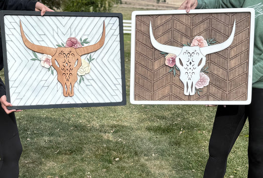 Cow Skull with flowers